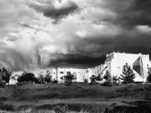 Storm coming over a local community church